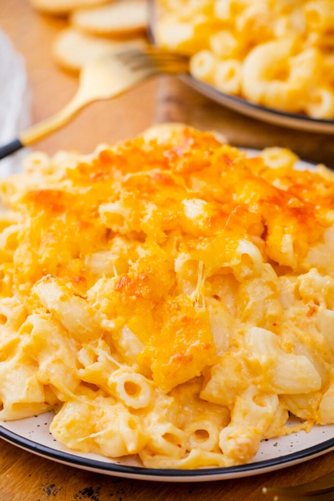 A serving of gluten free mac and cheese.