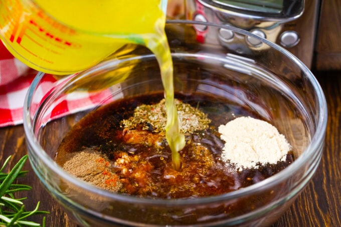 Making the balsamic sauce for crockpot balsamic pork loin.