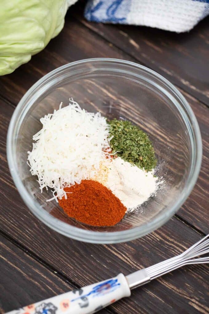 Cabbage steaks seasoning mix in a bowl.