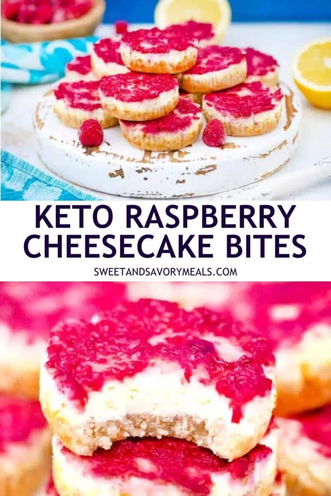 easy keto raspberry cheesecake bites pin