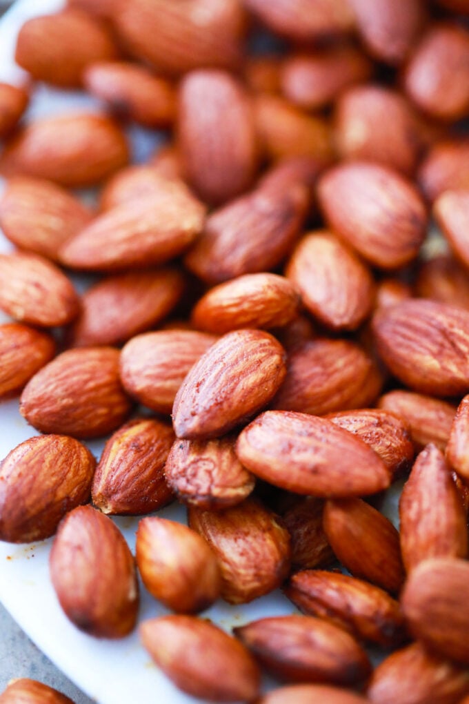 Crispy air fryer roasted almonds.
