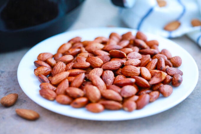 Homemade air fried roasted almonds with smoked paprika and vinegar.