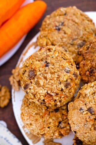 carrot oatmeal cookies on a serving plate