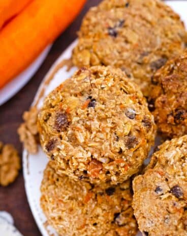 carrot oatmeal cookies on a serving plate