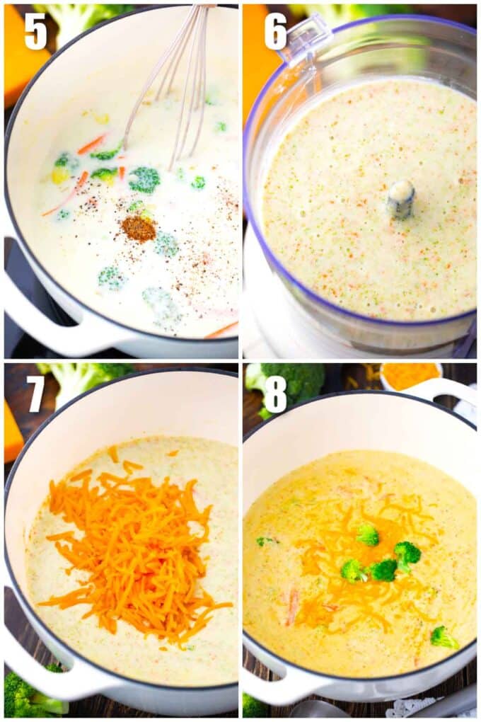 photo collage of how to make panera bread broccoli cheddar soup