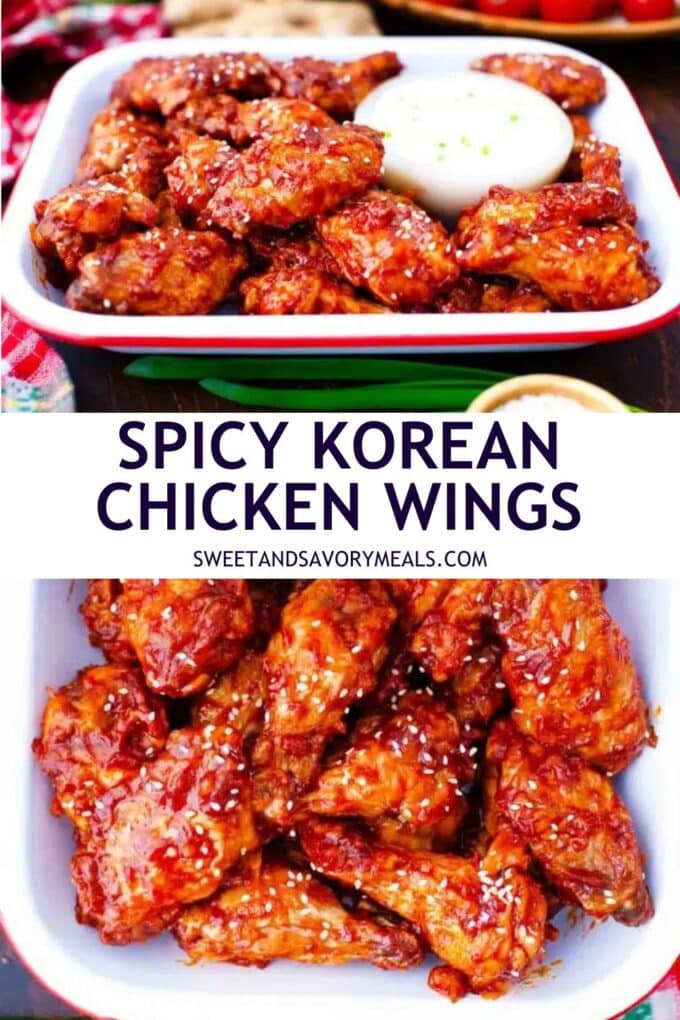 easy spicy korean chicken wings pin