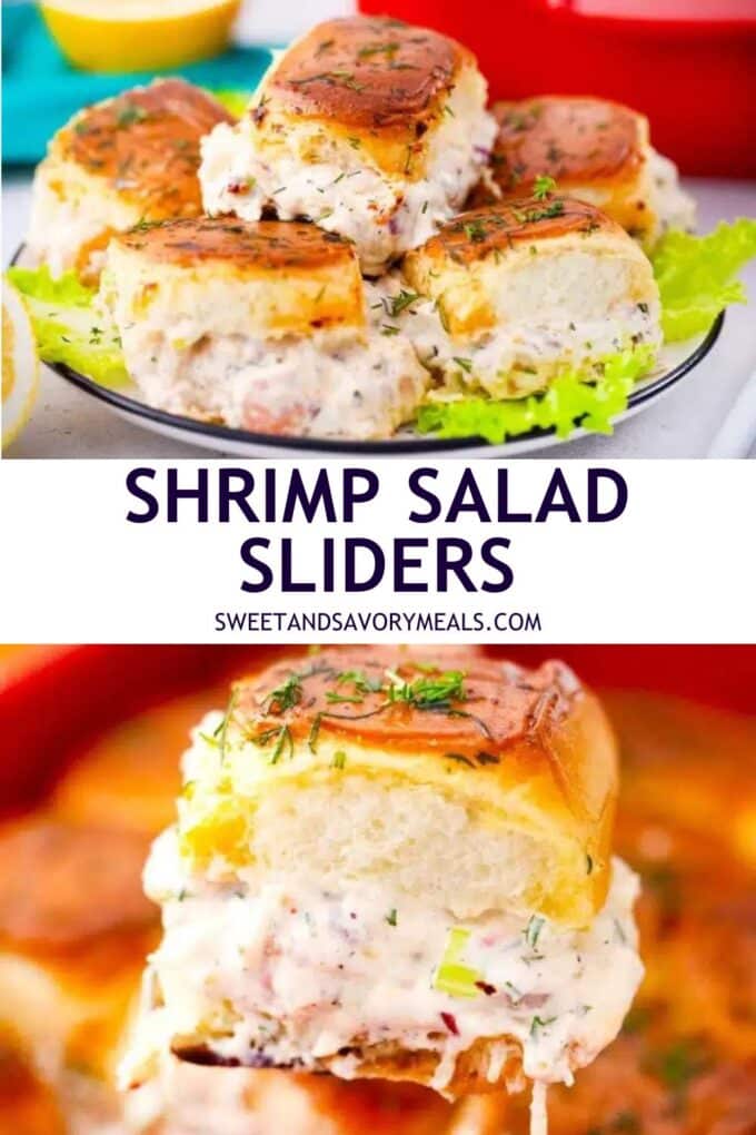 easy shrimp salad sliders pin