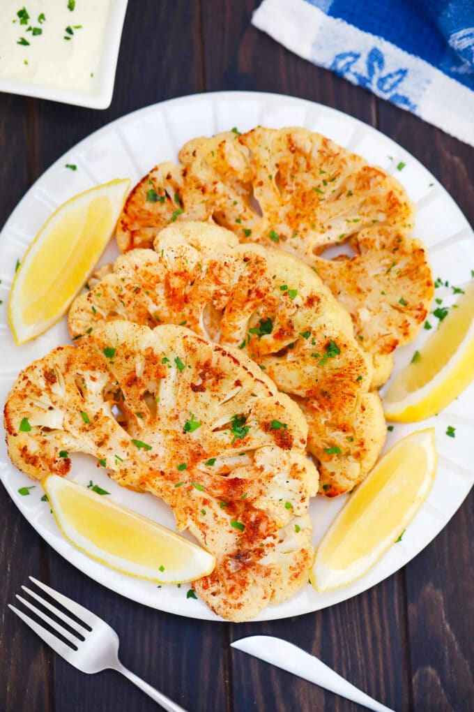 Slices of cauliflower steak.