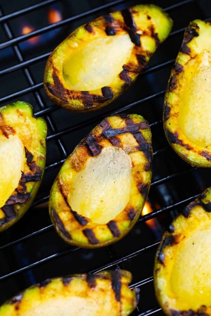 grilled avocado with grill marks