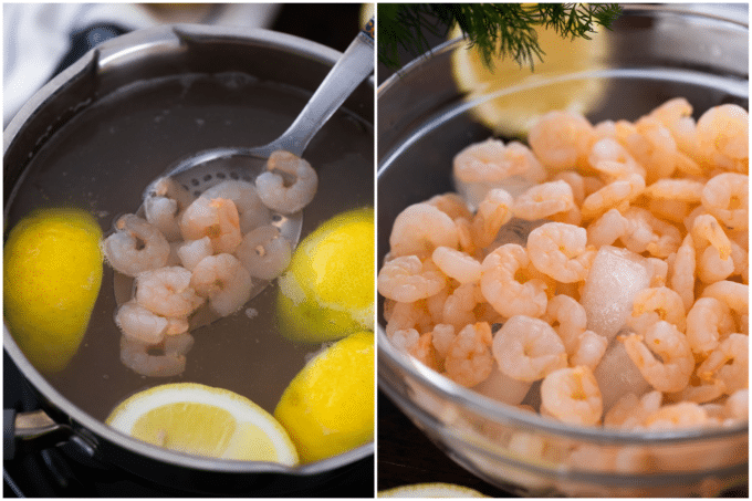 boiling shrimp and giving it an ice bath