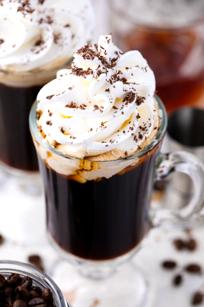 Irish coffee with whipped cream float.