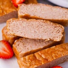 sliced strawberry cottage cheese bread