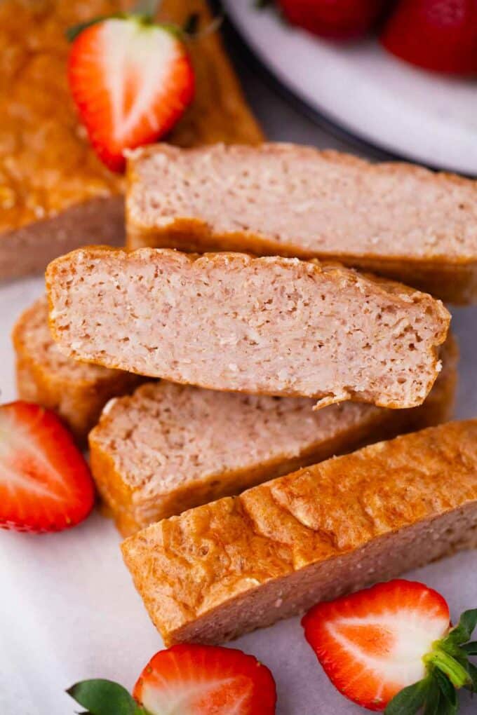 sliced strawberry cottage cheese bread