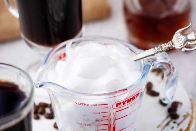 Whipped cream float for Irish coffee.
