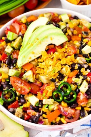 Overhead shot of Mexican black bean salad.