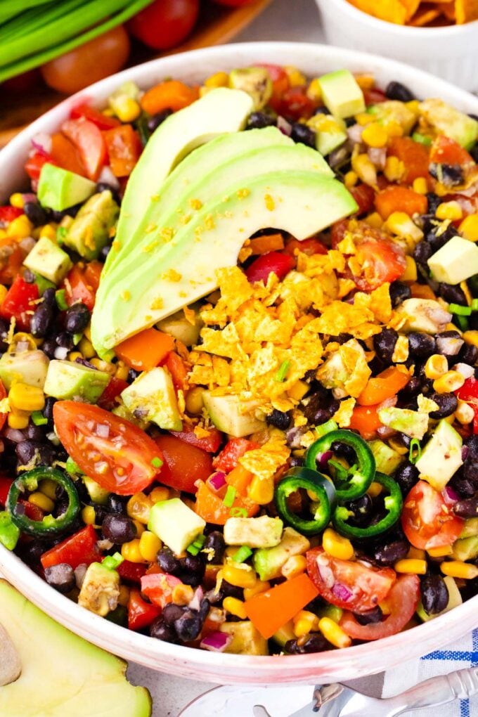 Overhead shot of Mexican black bean salad.