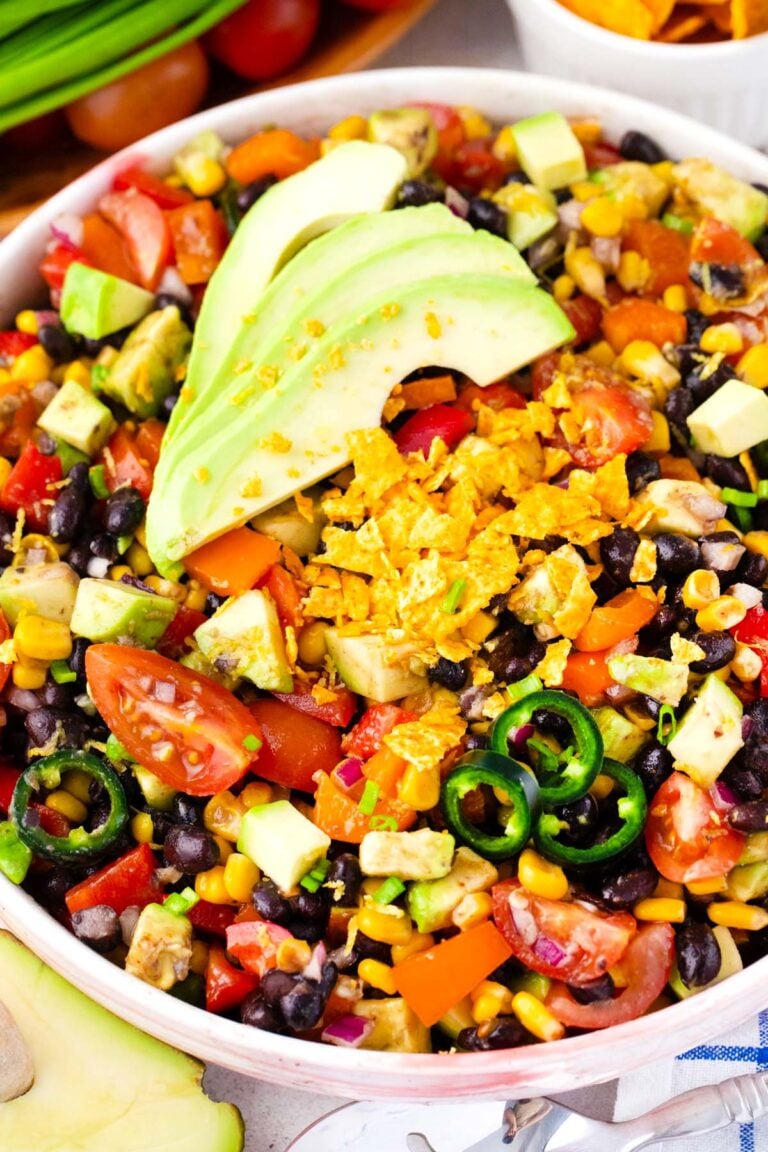 Overhead shot of Mexican black bean salad.