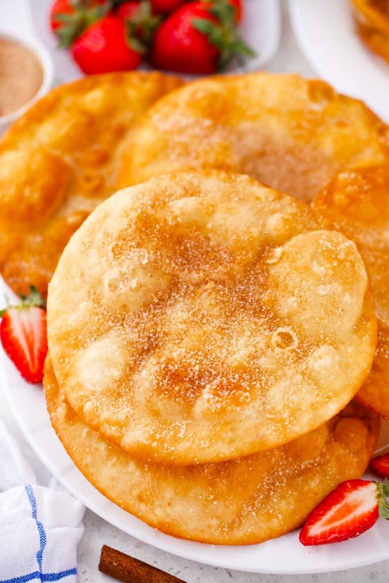 crispy bunuelos covered in cinnamon sugar