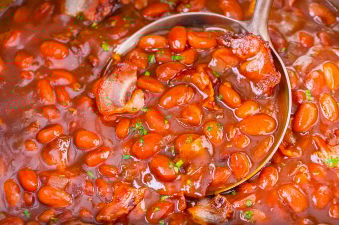Instant pot baked beans with bacon.
