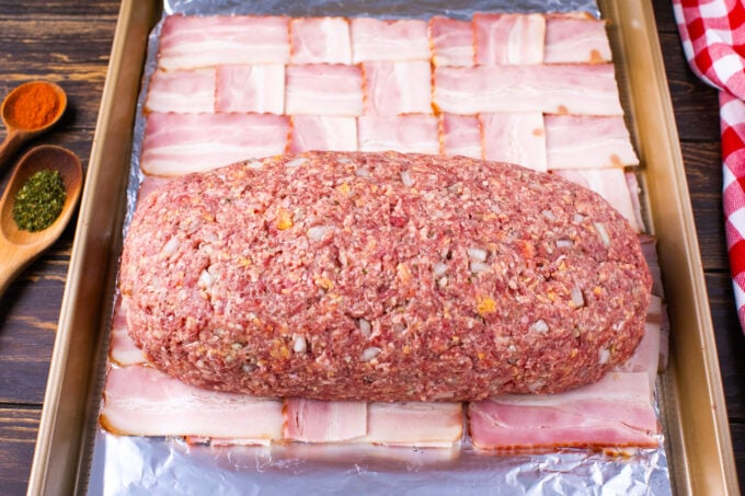 Meatloaf on a baking tray.