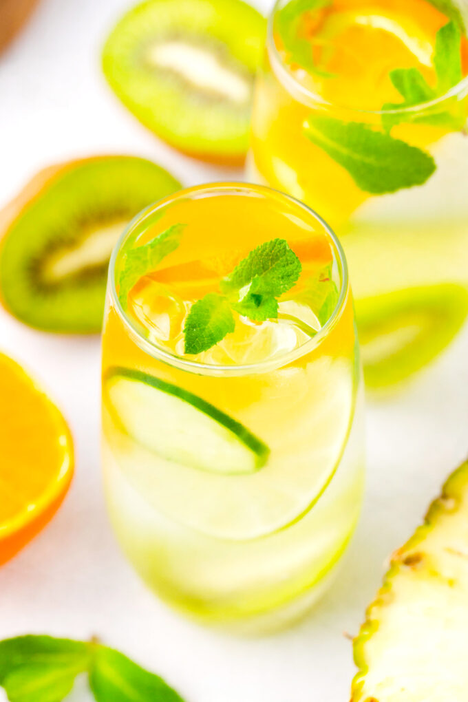 A glass of tropical detox water.