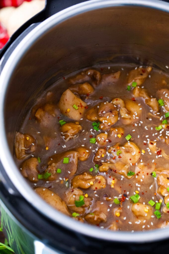 Homemade Instant Pot garlic sesame chicken.