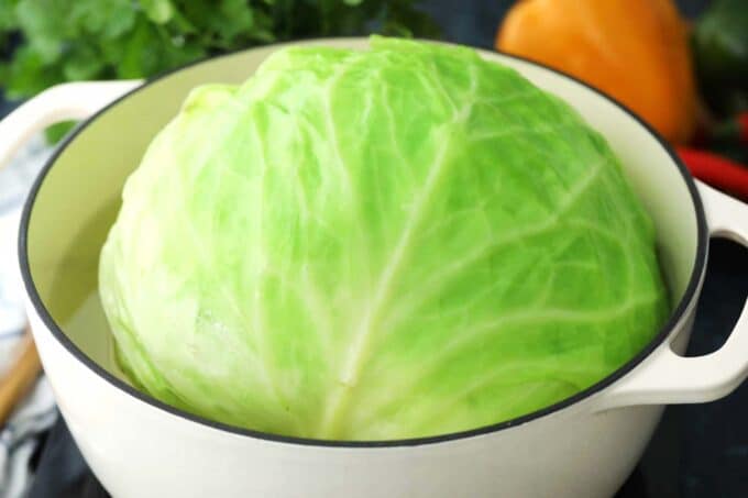 boiling a head of cabbage