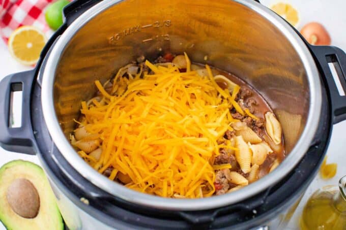 adding cheese to instant pot taco pasta