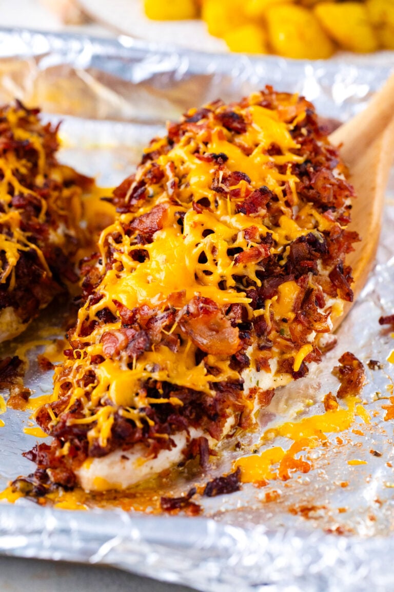 Baked crack chicken with bacon and cheese.