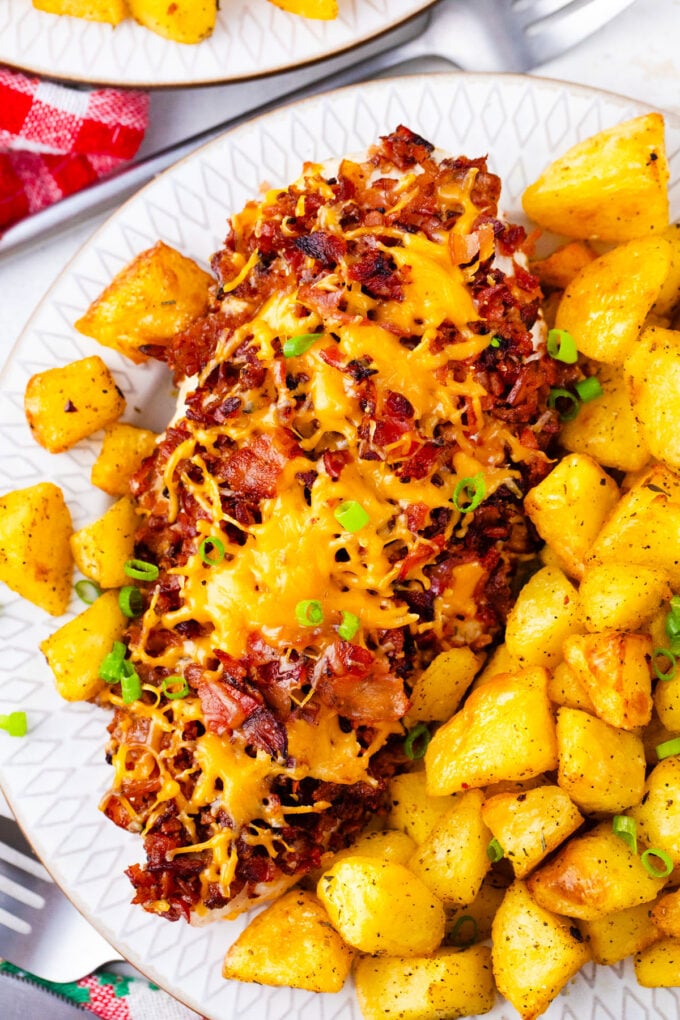 Baked crack chicken served with crispy potatoes.