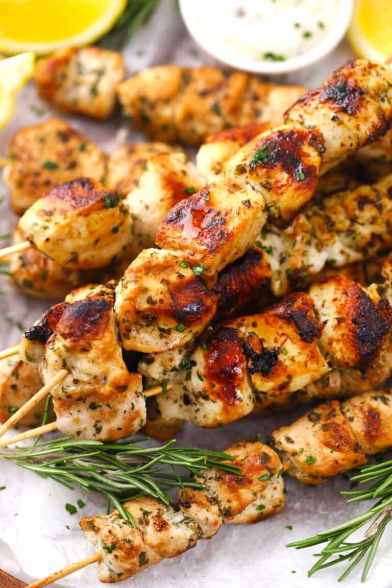 keto Italian chicken skewers with fresh rosemary