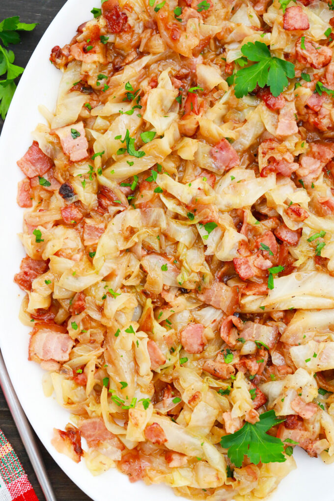 6 ingredients cabbage with bacon and onions.