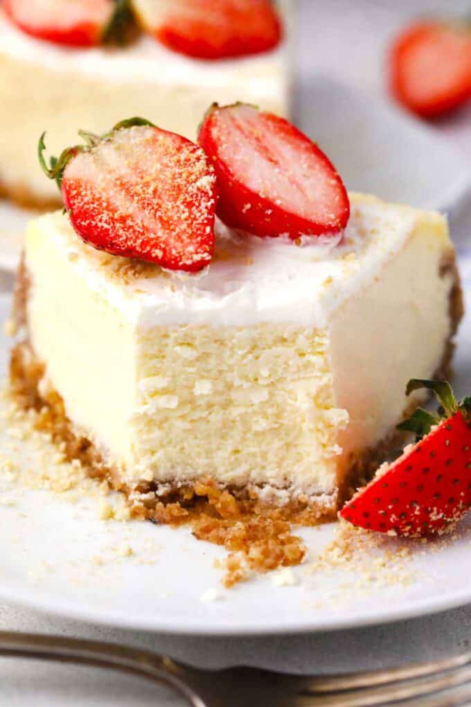 a slice of homemade cheesecake Factory Cheesecake