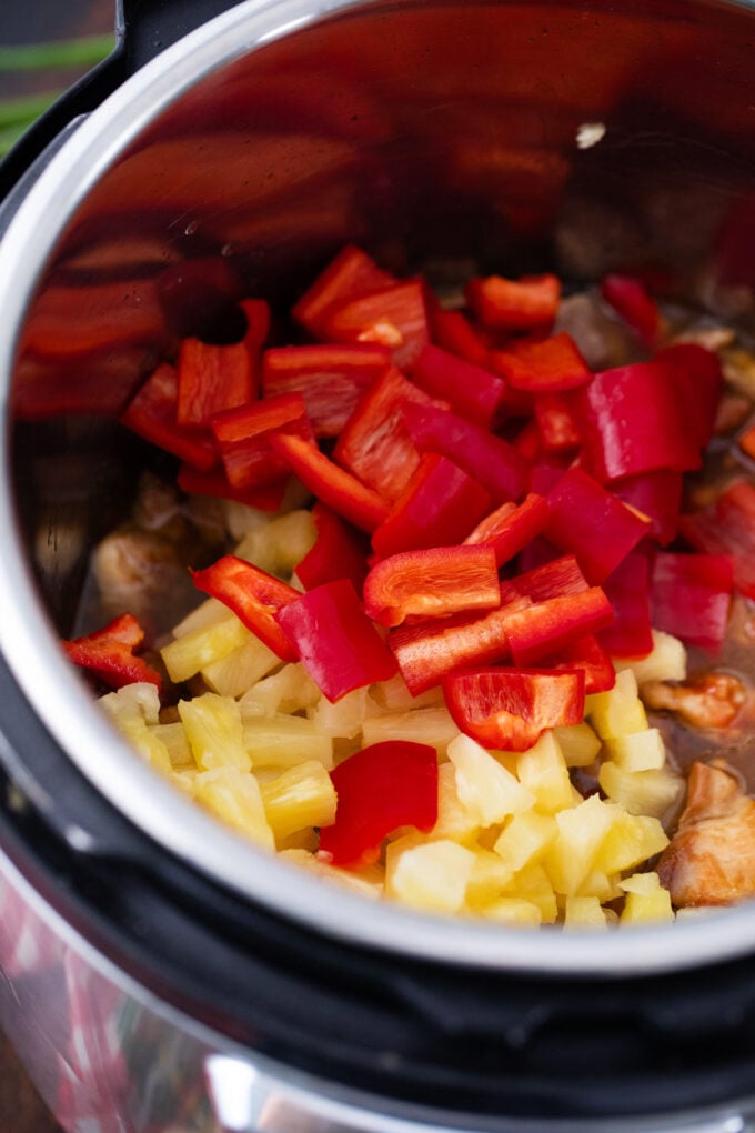 Instant Pot sweet and sour ingredients in the pot.