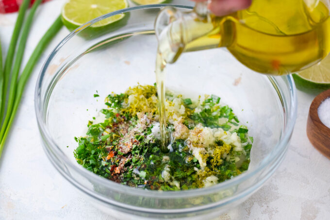 Olive oil garlic and herb sauce.