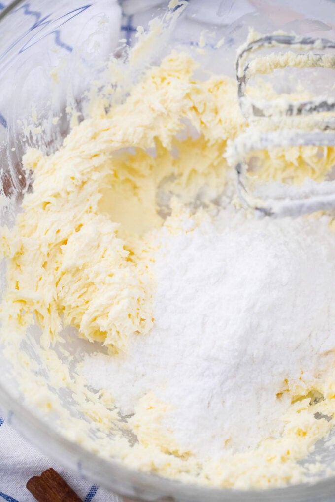 Whipping butter and flour.