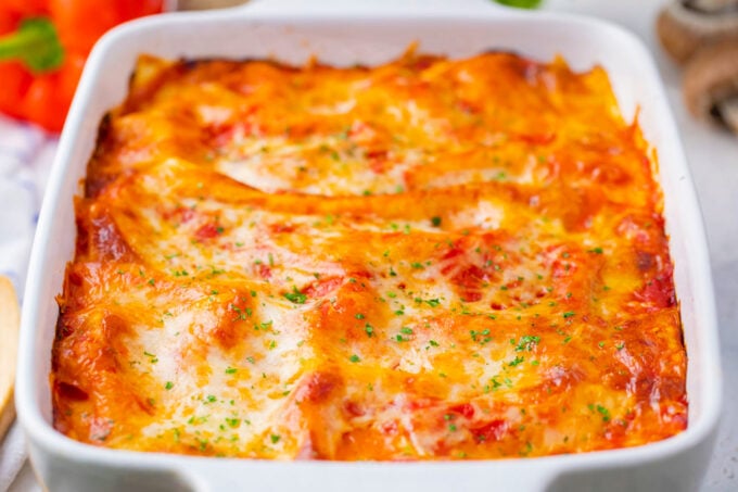 Baked chicken spinach lasagna.
