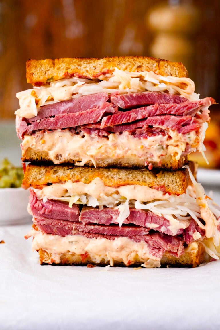 Homemade corned beef sandwiches.