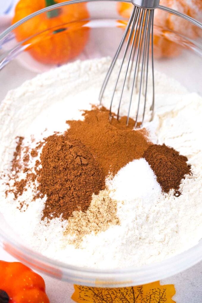 mixing flour with spices