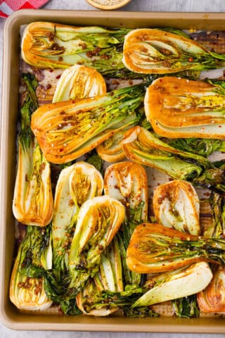 Oven roasted bok choy with garlic.