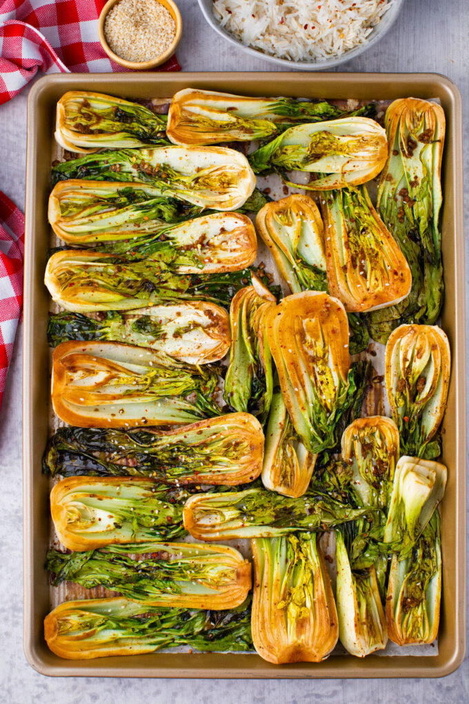 Oven roasted garlic bok choy.