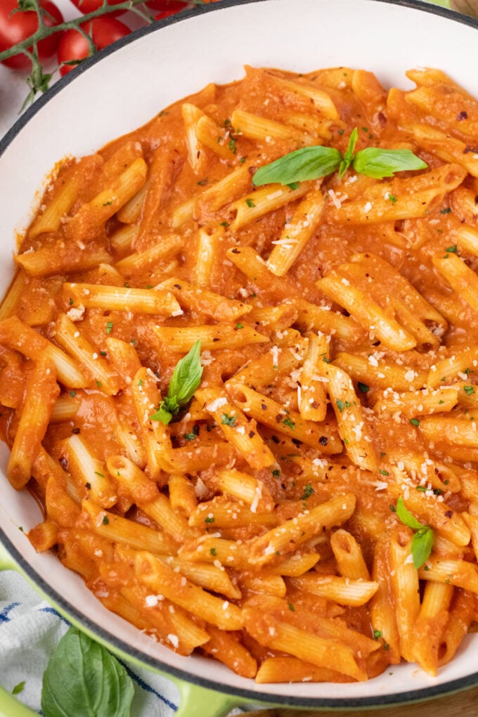Homemade penne alla vodka.
