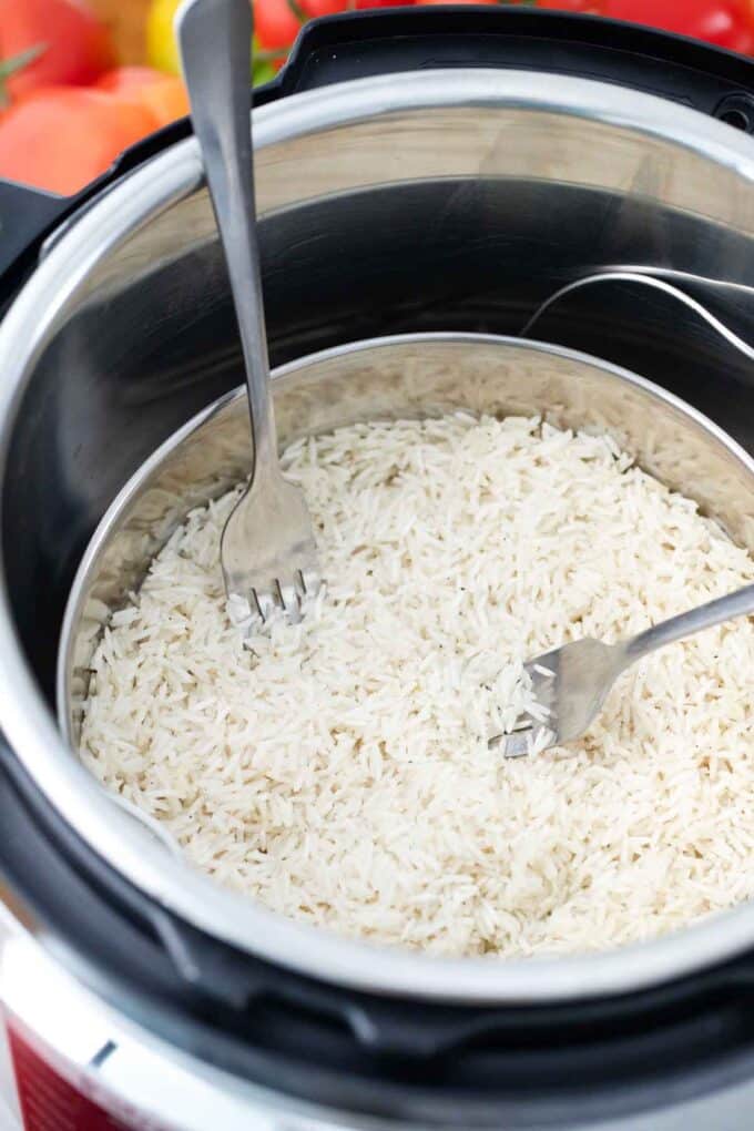 perfectly cooked rice in the instant pot