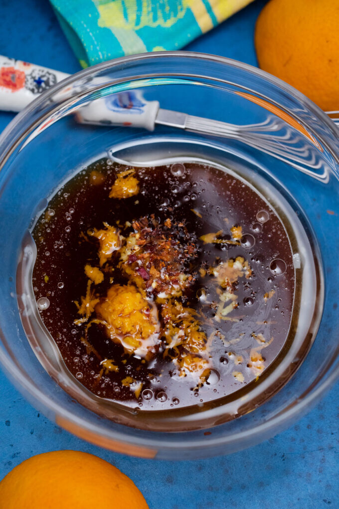 Homemade orange sauce.