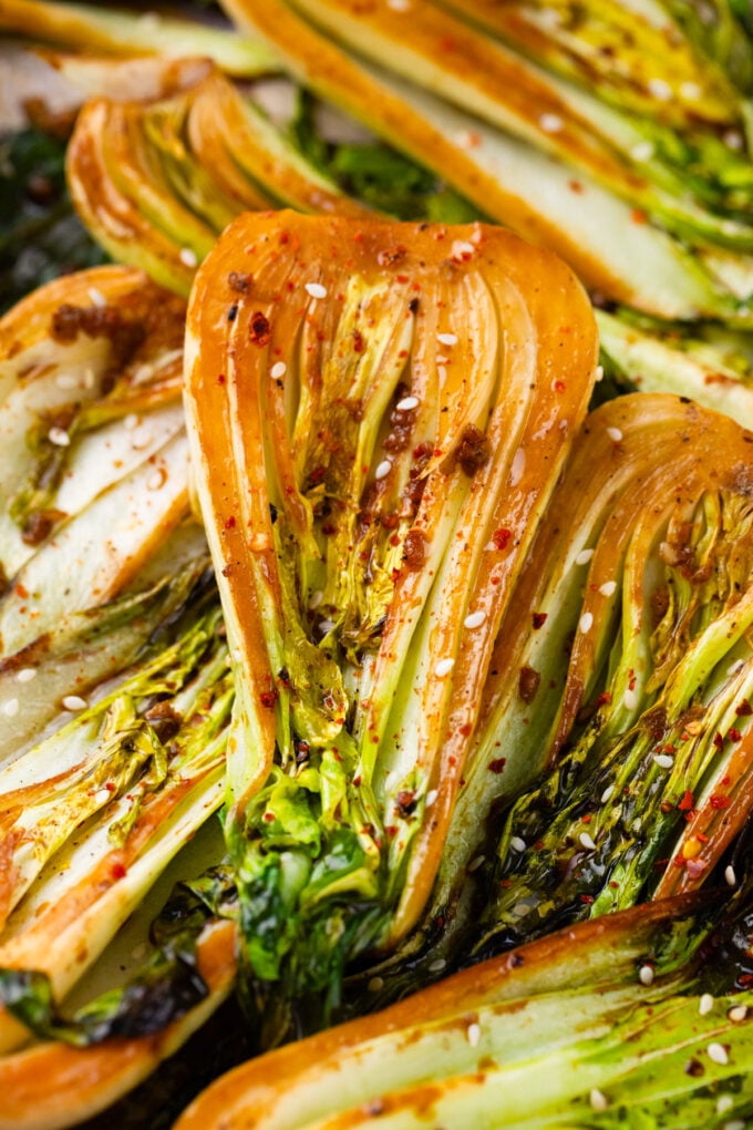 Perfectly oven roasted bok choy.