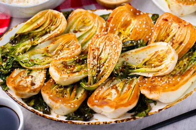 Homemade oven roasted garlic bok choy.