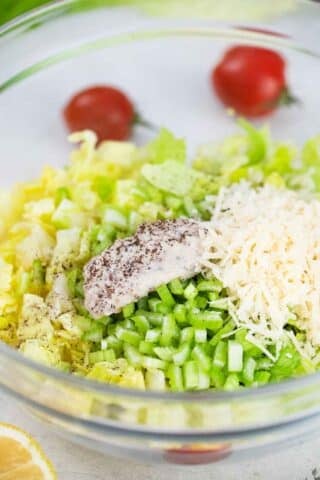 celery salad ingredients in a bowl