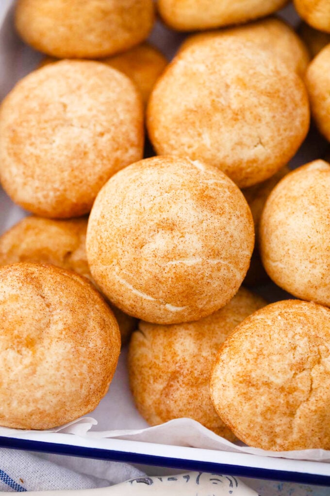 A tray of tender cinnamon cream cheese cookies.