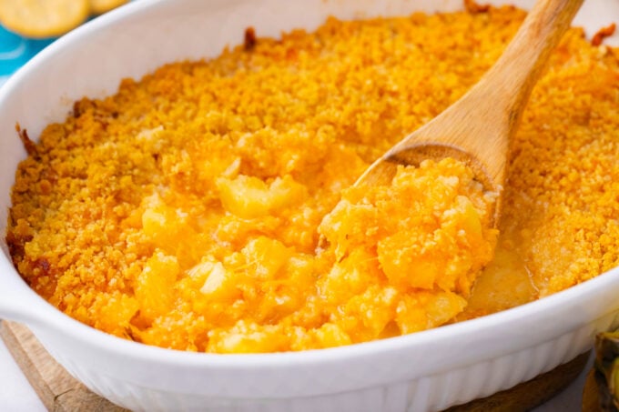 Baked pineapple casserole.