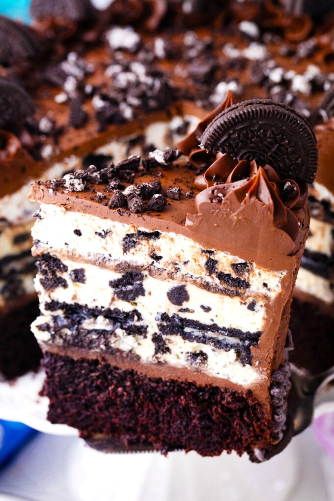 a slice of dream extreme Oreo cake.